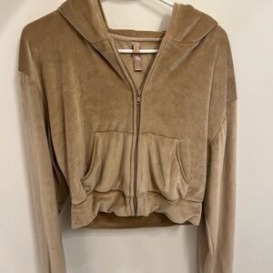 SKIMS Velour Zip Up in Honey- size small